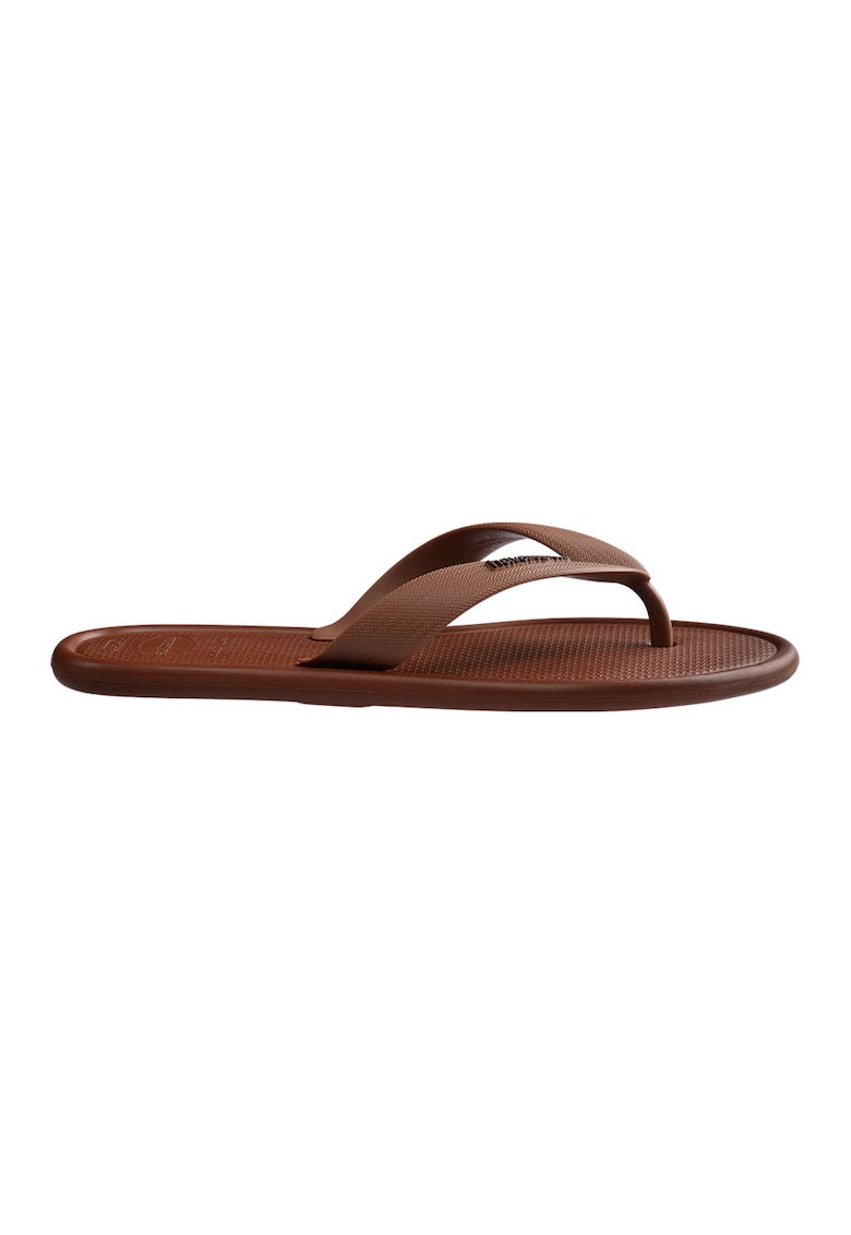 Papuci flip-flop cu detaliu logo - Maro Siena/Gri antracit