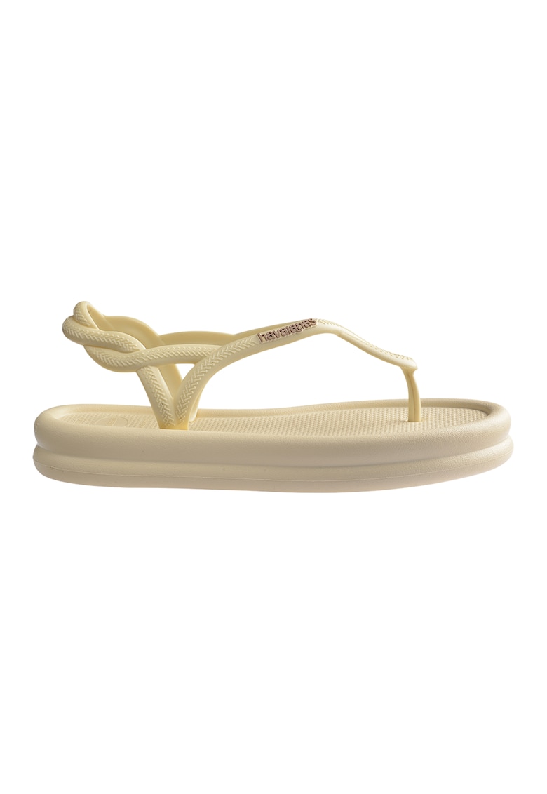 Sandale slingback cu bareta separatoare - Galben deschis/Maro deschis