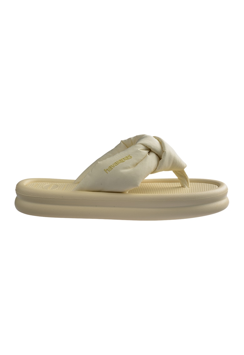 Papuci flip-flop cu model rasucit - Galben pastel