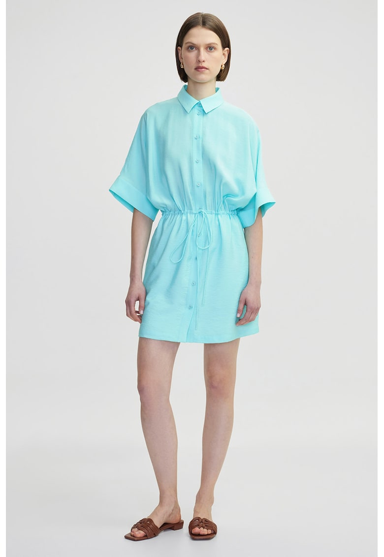 Rochie-camasa cu maneci scurte - Turcoaz
