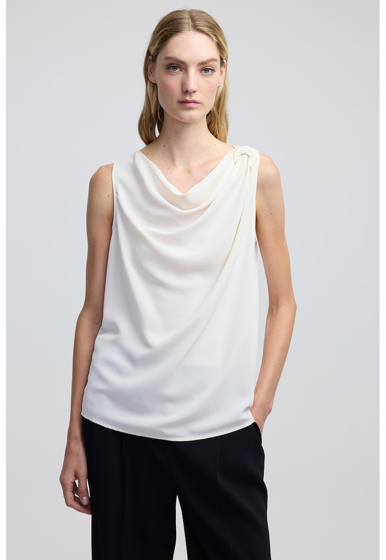 Bluza uni cu decolteu rotund - Alb