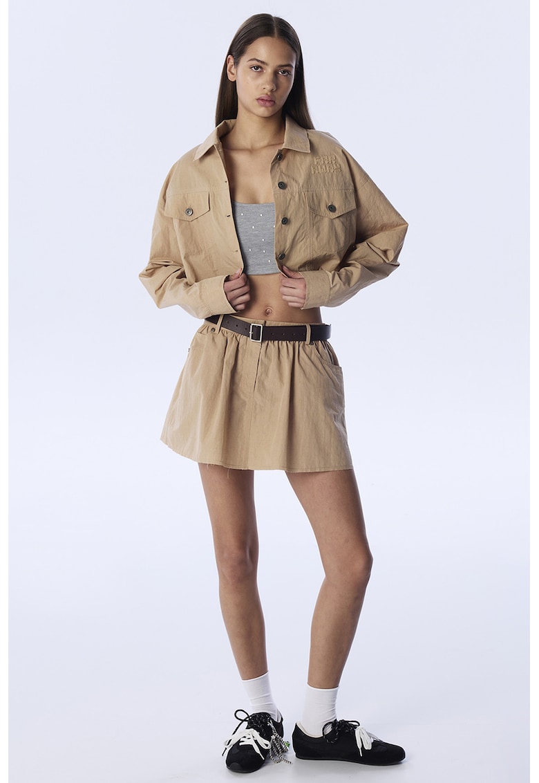 Jacheta crop cu maneci cazute - Maro camel