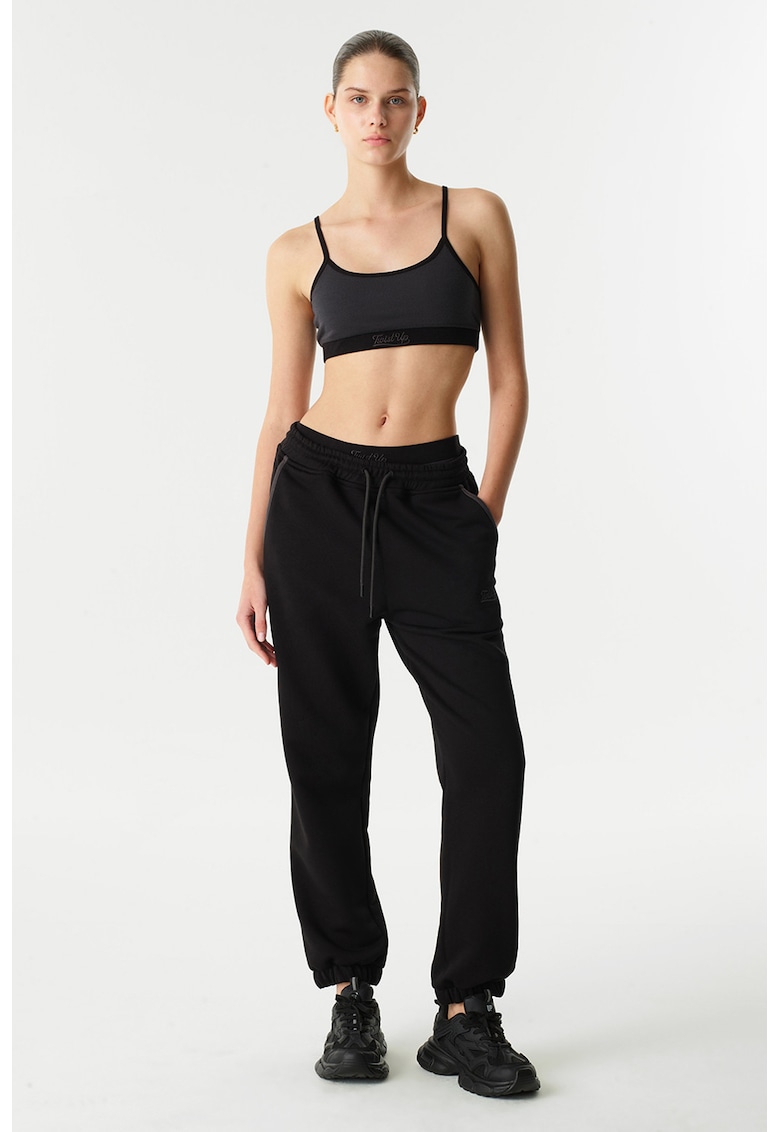 Set de pantaloni de trening si chiloti cu talie inalta - Negru