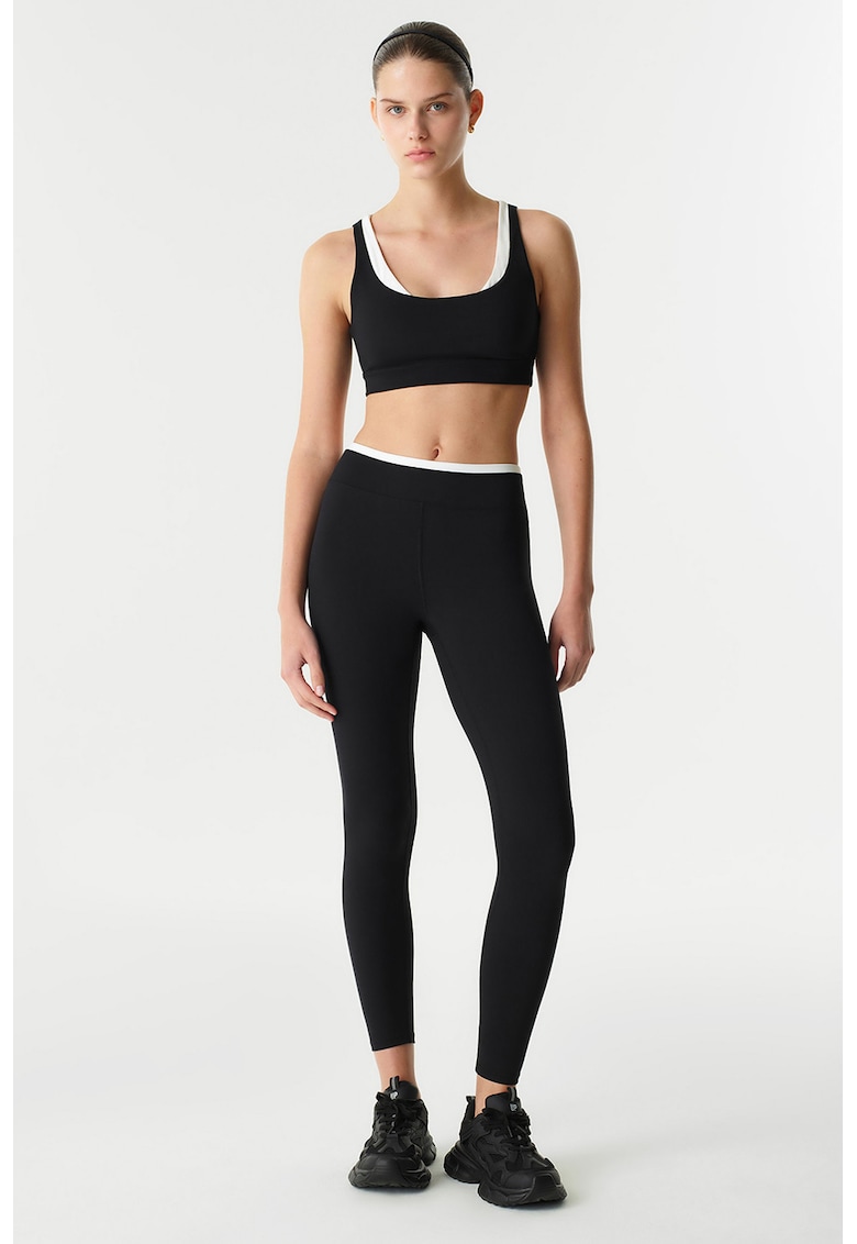 Colanti crop cu talie inalta - Negru
