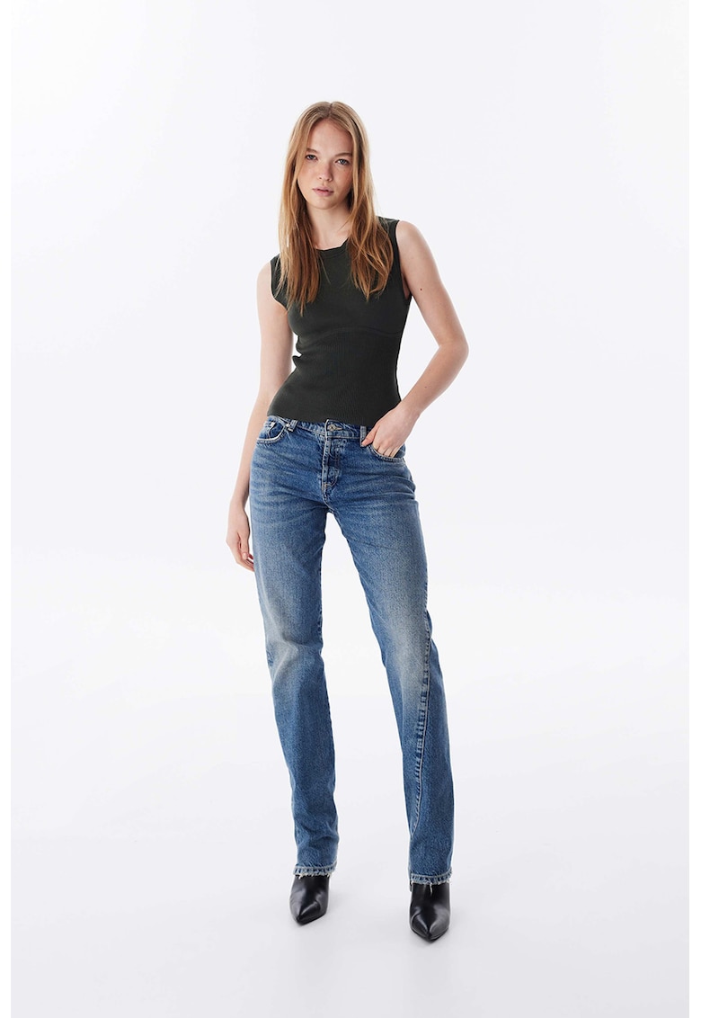 Pulover slim-fit fara maneci - Kaki inchis