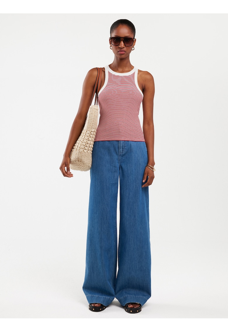 Blugi dama model JULII 312 - talie inalta - picioare largi - albastru - denim