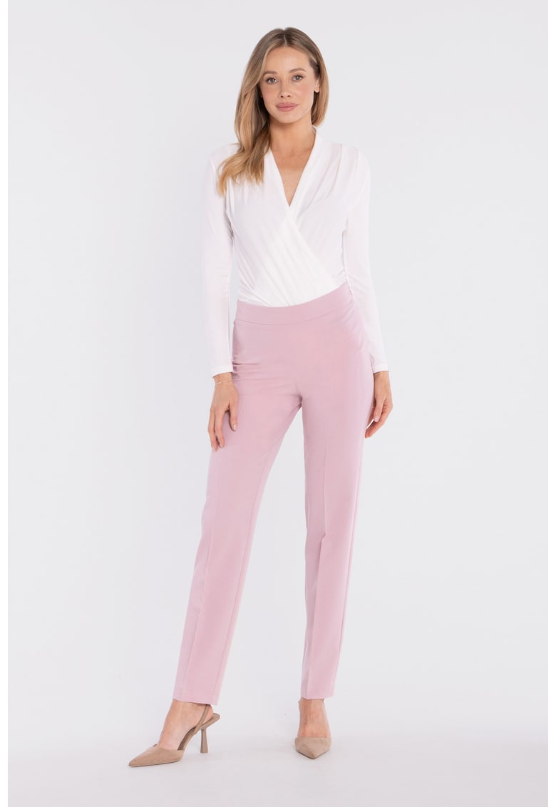 Pantaloni tigareta cu fermoar lateral - - Lila