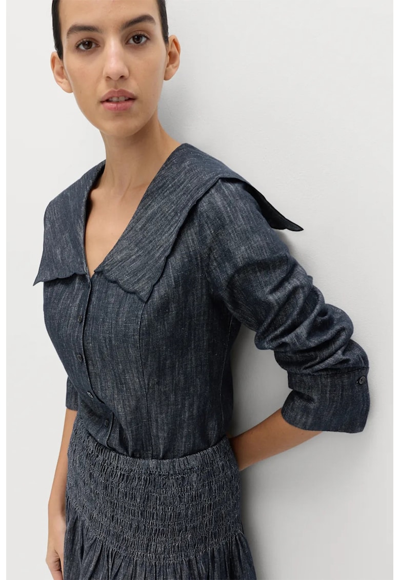 Camasa slim-fit din amestec de in - Bleumarin