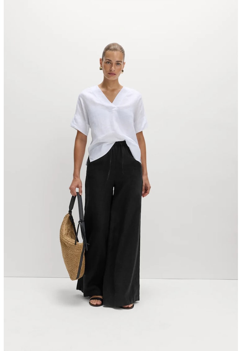 Pantaloni din in cu croiala ampla - Negru