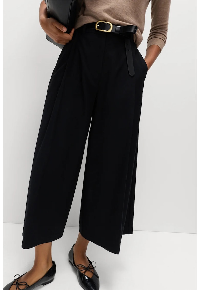 Pantaloni crop cu croiala ampla - Negru