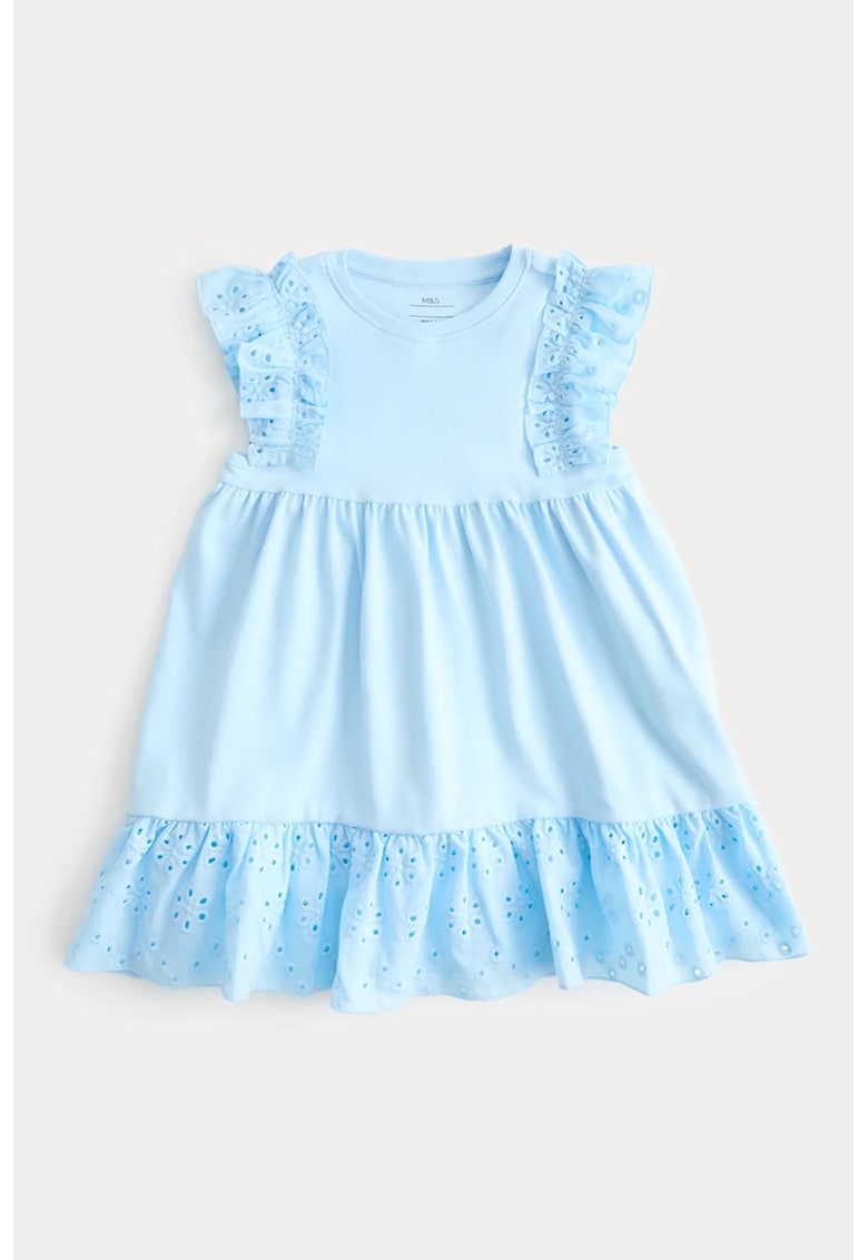 Rochie evazata cu decolteu rotund - Albastru pastel