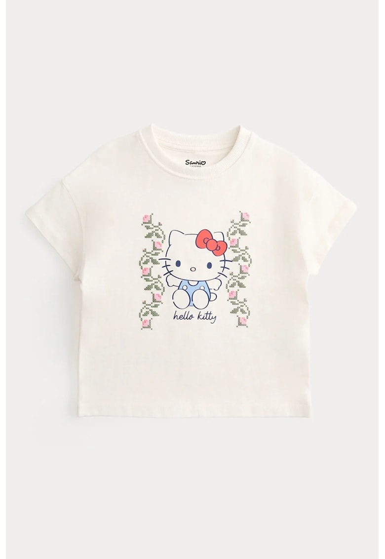 Tricou din bumbac cu design grafic - Alb fildes