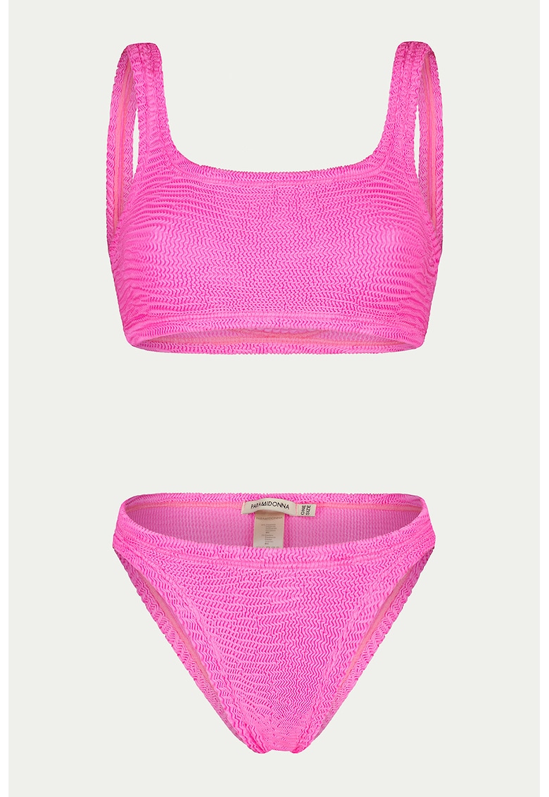 Costum de baie din doua piese cu aspect texturat Emily - Roz