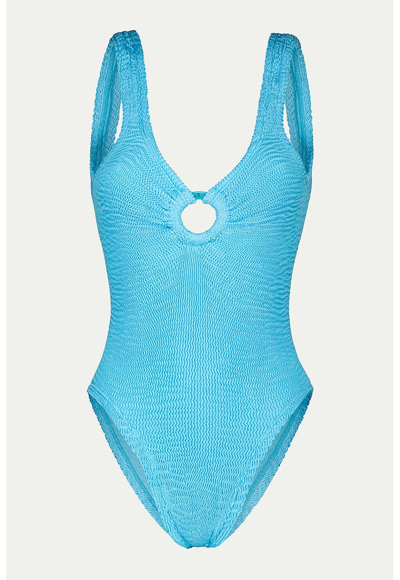 Costum de baie intreg cu decupaj pe partea din fata - Turcoaz