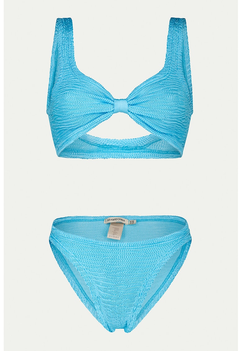 Costum de baie din doua piese cu aspect texturat - Turcoaz