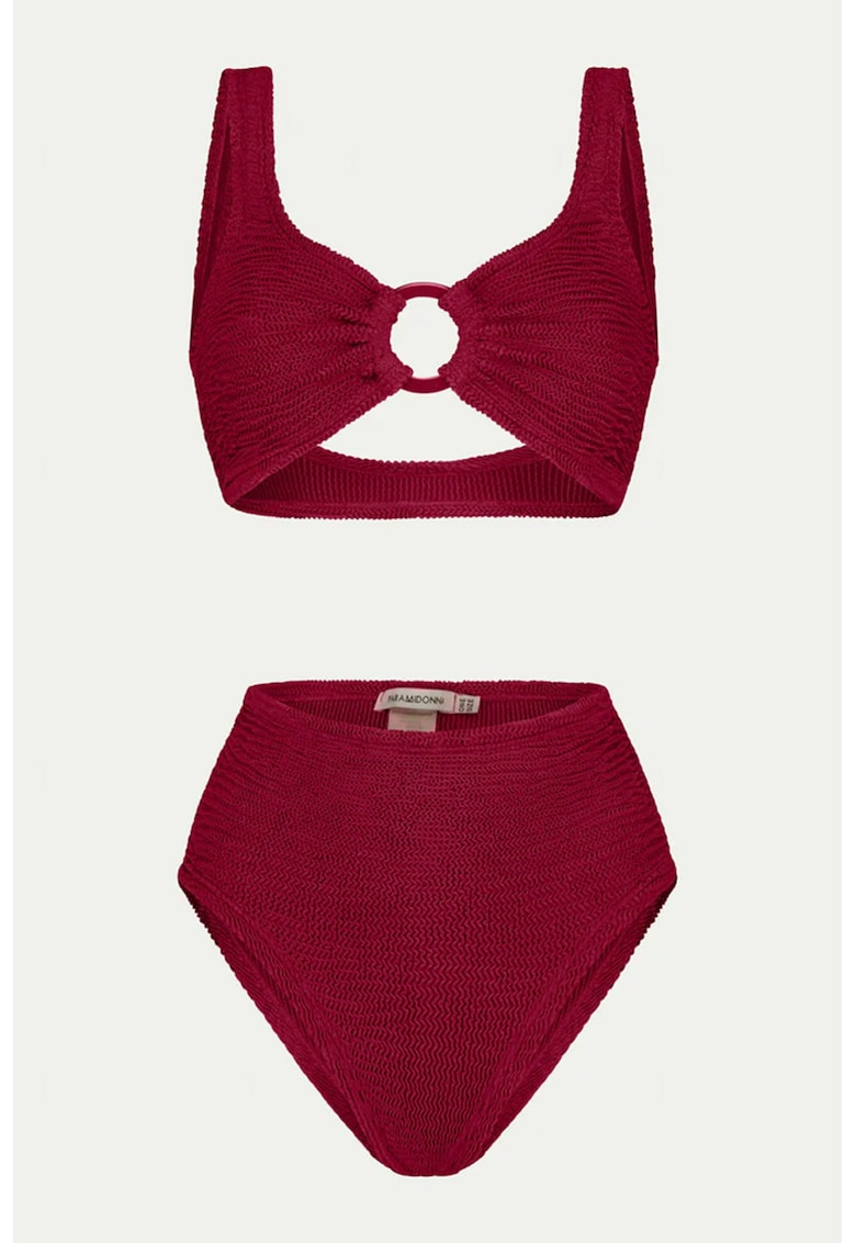 Costum de baie cu doua piese si decupaj - Rosu inchis