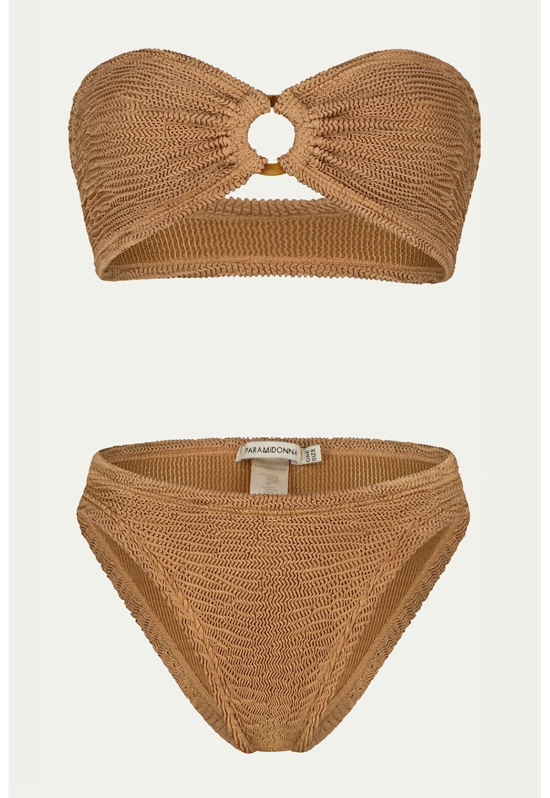 Costum de baie cu doua piese fara barete - Maro camel