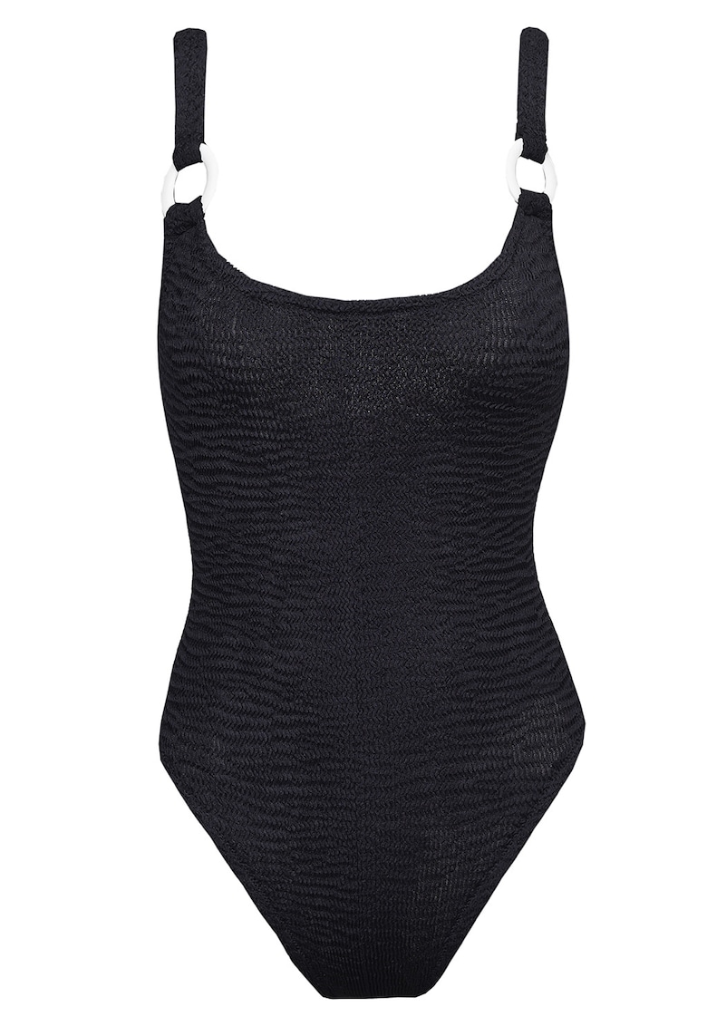 Costum de baie intreg cu inele decorative - Negru