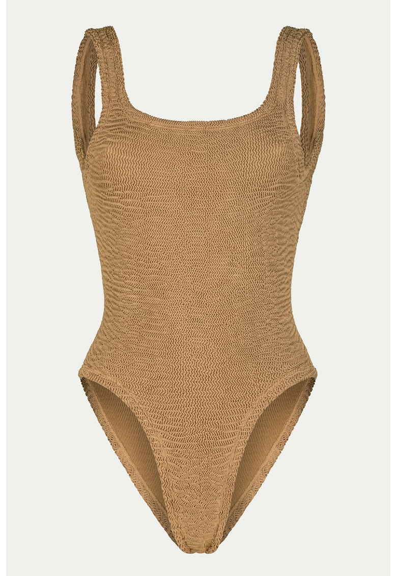 Costum de baie intreg cu aspect texturat - Maro camel