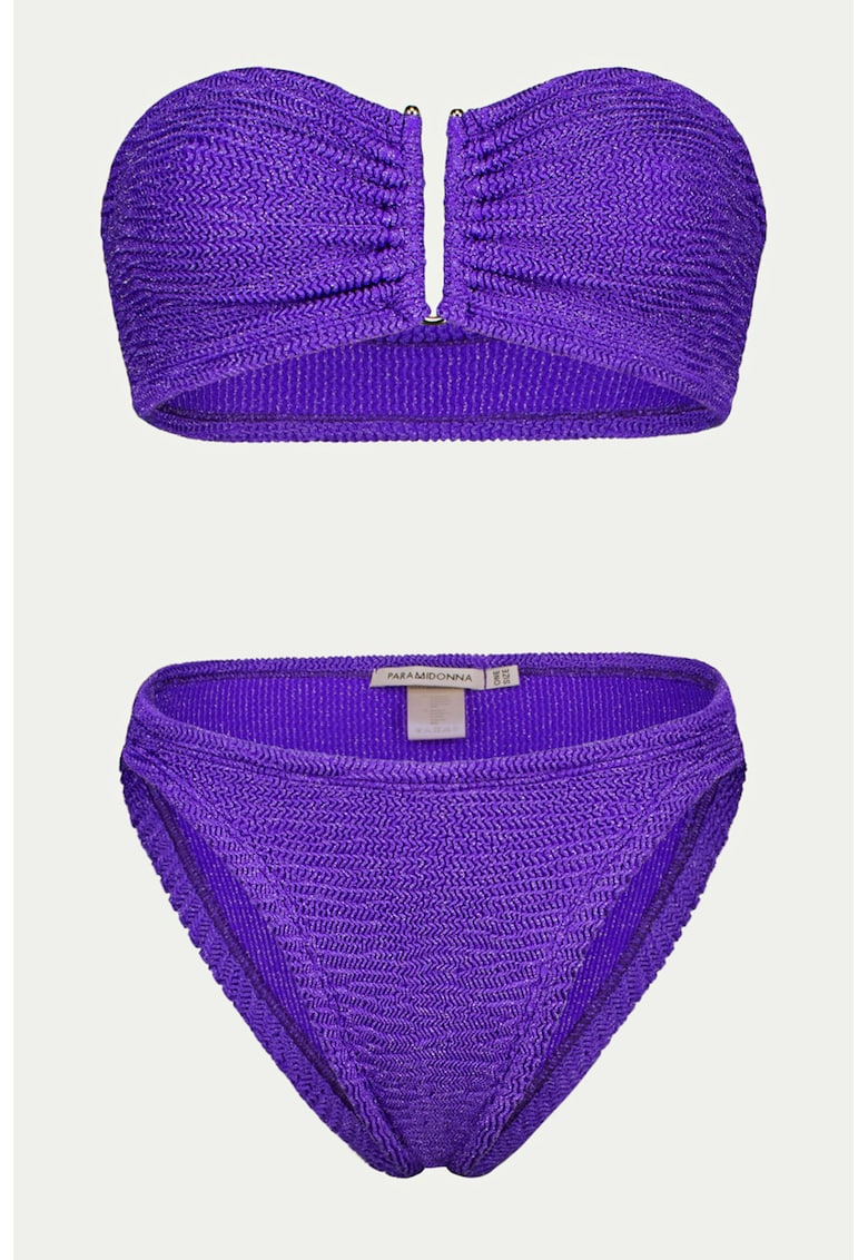 Costum de baie cu doua piese si aspect texturat Frida - Violet