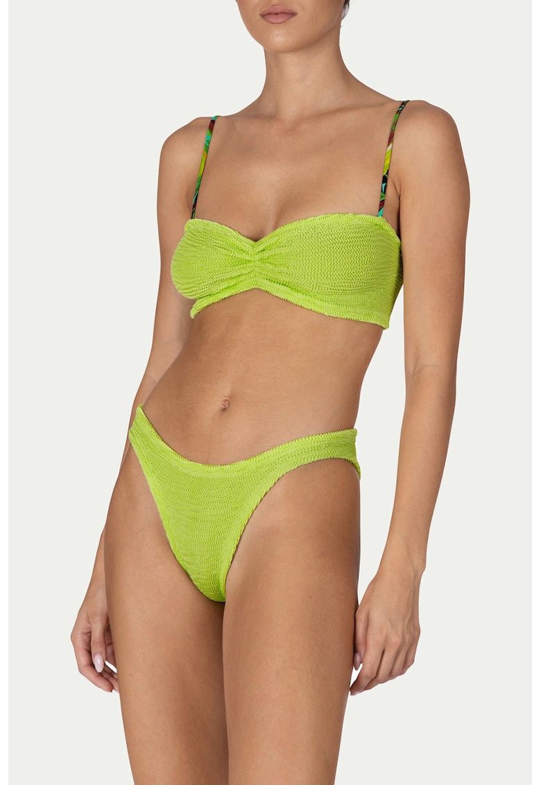 Costum de baie din doua piese cu aspect texturat - Verde pal