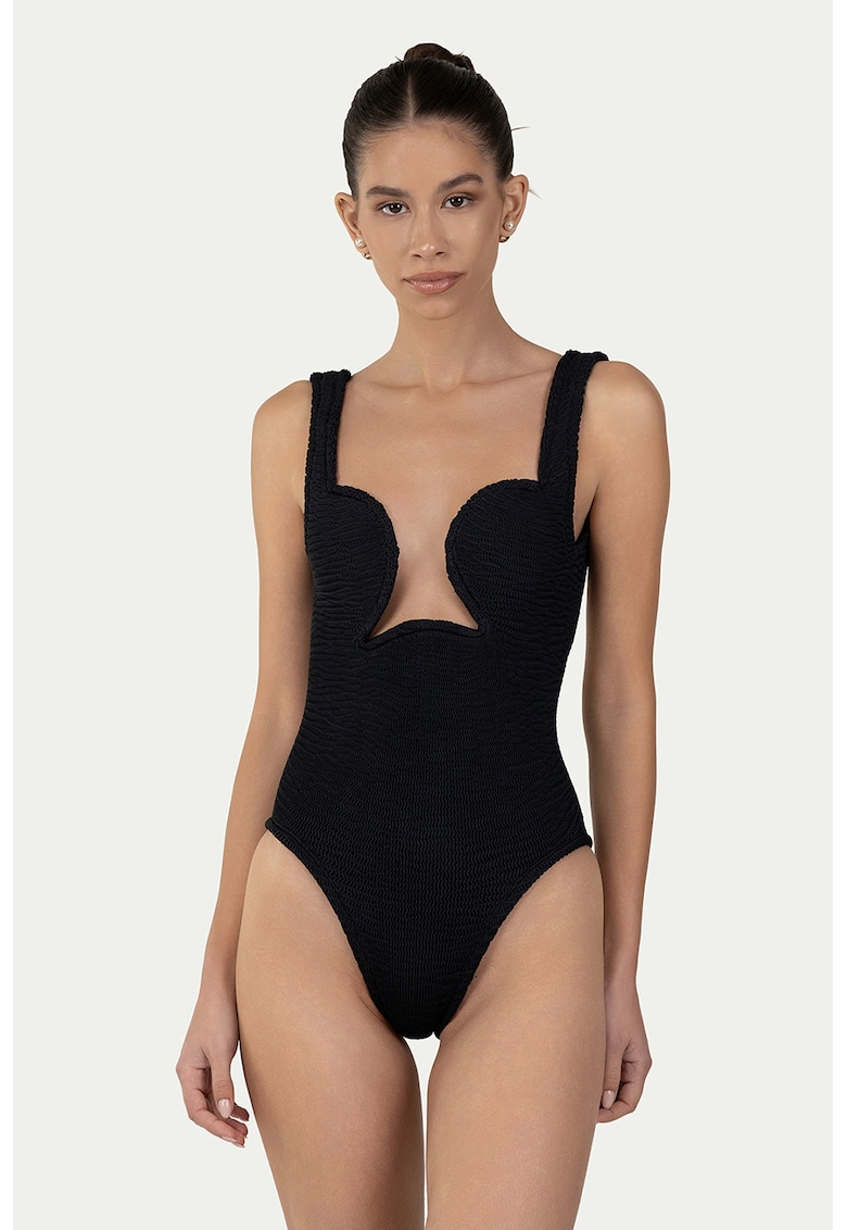Costum de baie intreg cu decolteu adanc - Negru