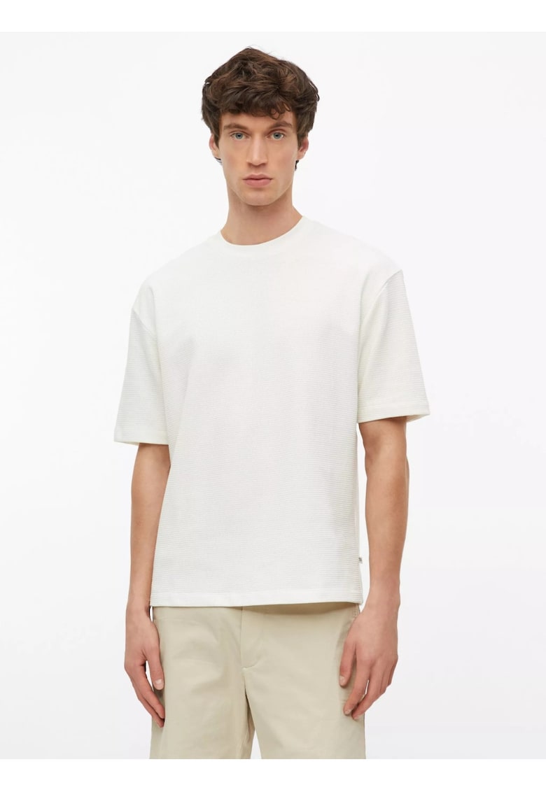 Tricou barbati la baza gatului din bumbac - Regular fit - Alb