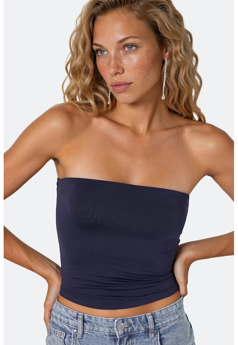 Top dama - top scurt - elegant - albastru marin - poliamida-elastan