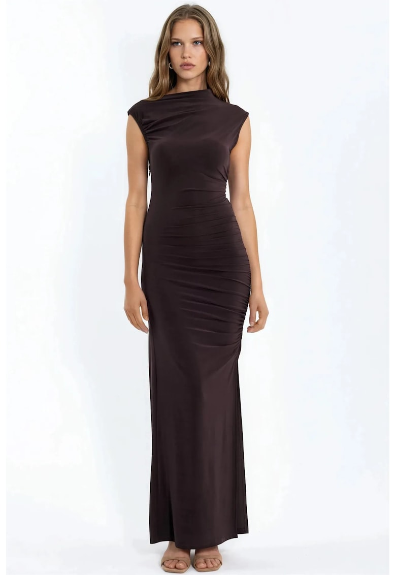 Rochie Maxi - Bodycon - Elegant - Maro Mocha - Poliester-Elastan
