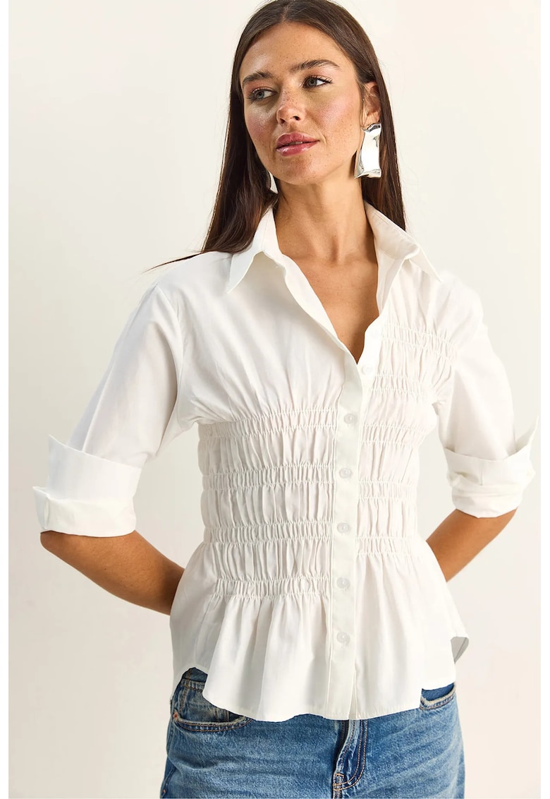 Camasa dama - camasa regular fit - alb - bumbac - maneca lunga