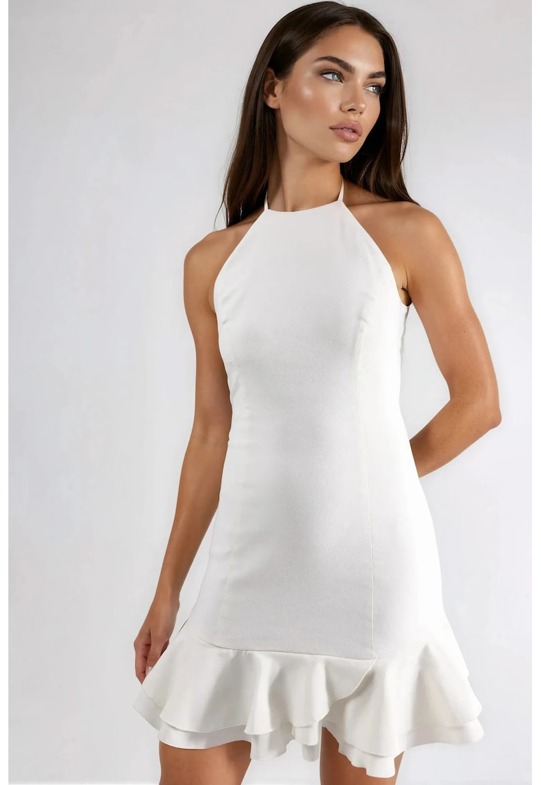 Rochie Mini - Elegant - Alb - Bumbac - Poliester