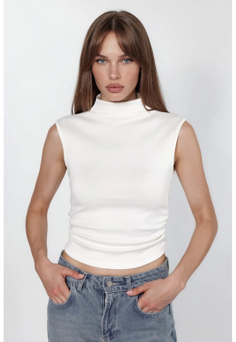 Top dama - Slim Fit - alb - material tricotat -