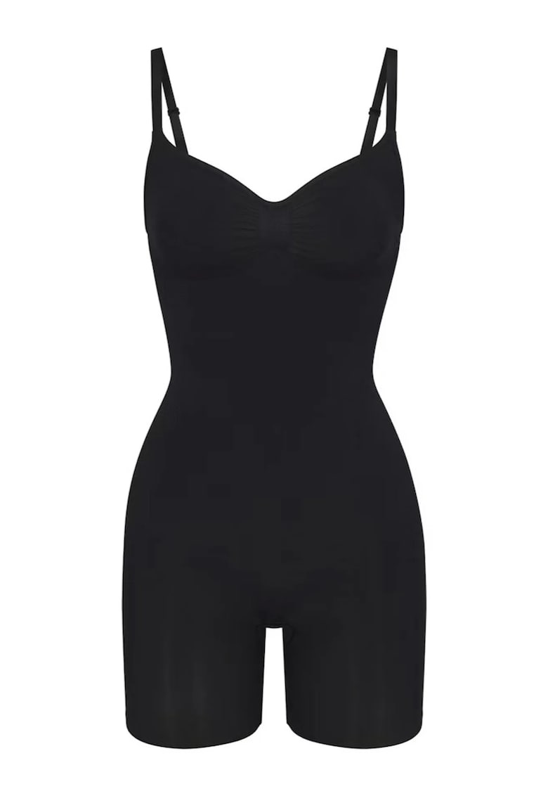 Lenjerie modelatoare body tricotat - guler inima - negru - fabricat din tesatura de inalta calitate -