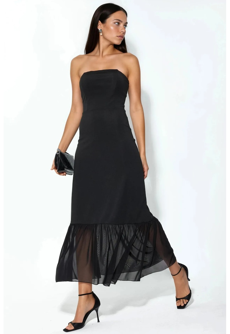 Rochie Midi - Eleganta - Negru - Poliester-Elastan
