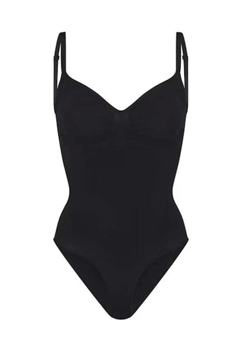 Lenjerie modelatoare - body modelator - decolteu in forma de inima - negru - amestec nylon/elastan