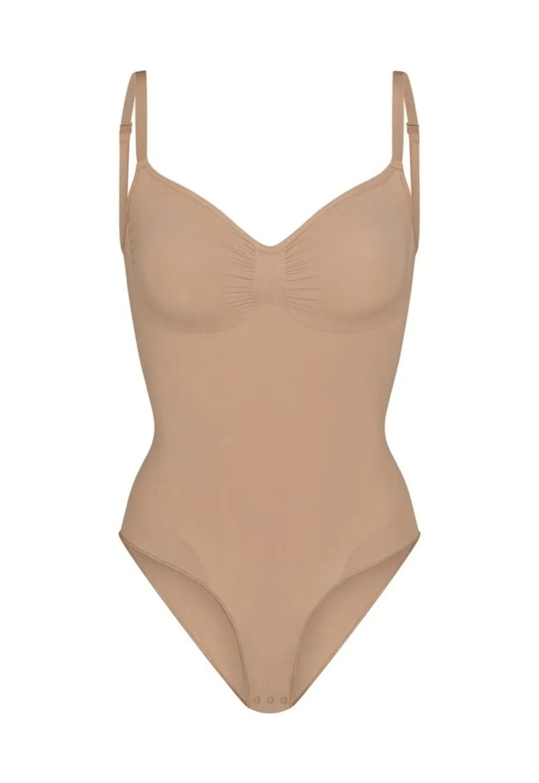 Lenjerie modelatoare - Femei - Body modelator fara cusaturi cu bretele ajustabile - Natural