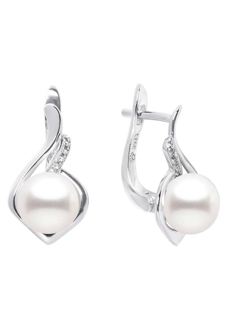 Cercei argint cu perle naturale si zirconia - Flamme