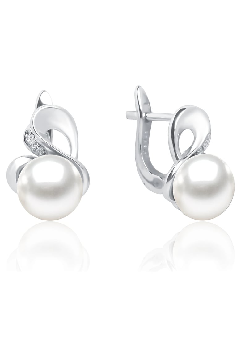 Cercei argint cu perle naturale si zirconia - Vortice