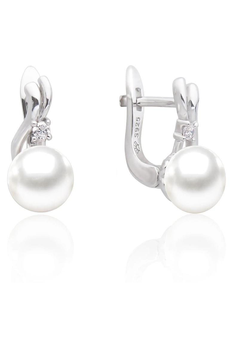 Cercei argint cu perle naturale si zirconia - Tendre