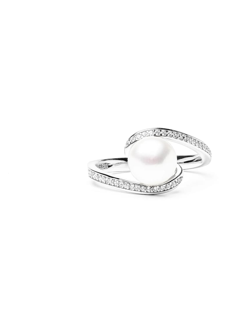 Inel argint cu perla naturala si zirconia pavé - Diva