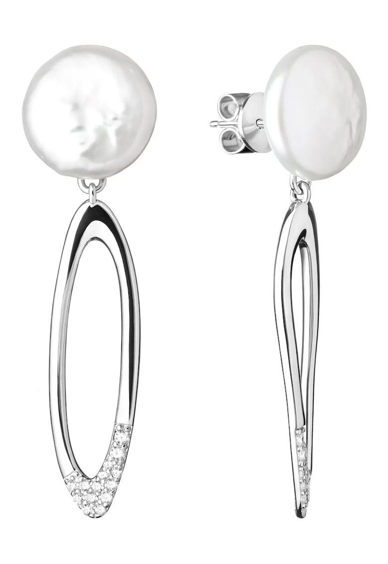 Cercei argint cu perle naturale si zirconia - Óvalo
