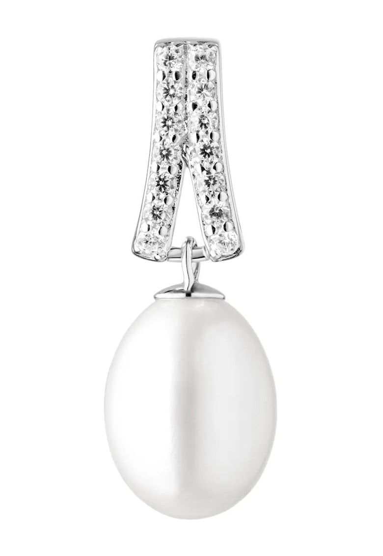 Pandantiv argint cu perla naturala si zirconia pavé - Cloche