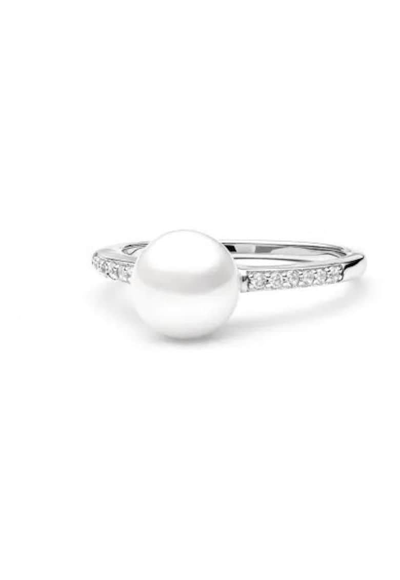 Inel argint cu perla naturale si zirconia pavé - Noble