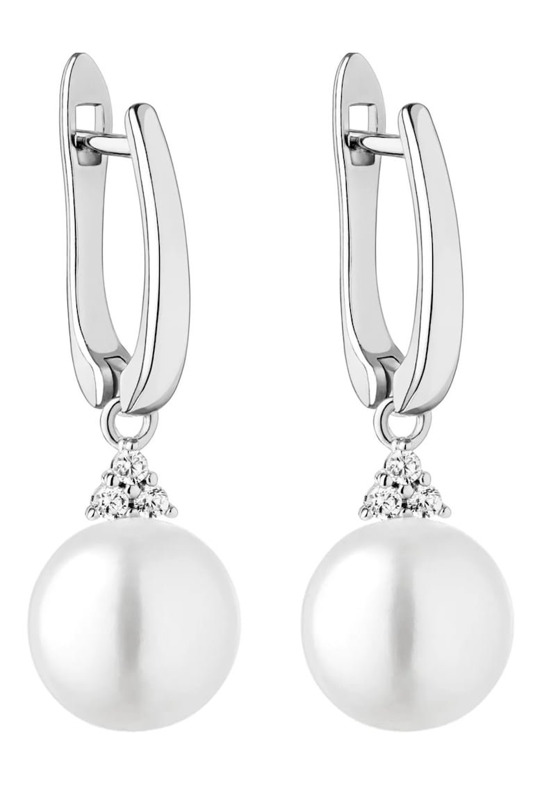 Cercei argint cu perle naturale si zirconia - Pirámide