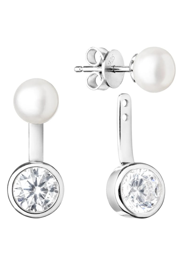 Cercei argint cu perle naturale si zirconia - Luna