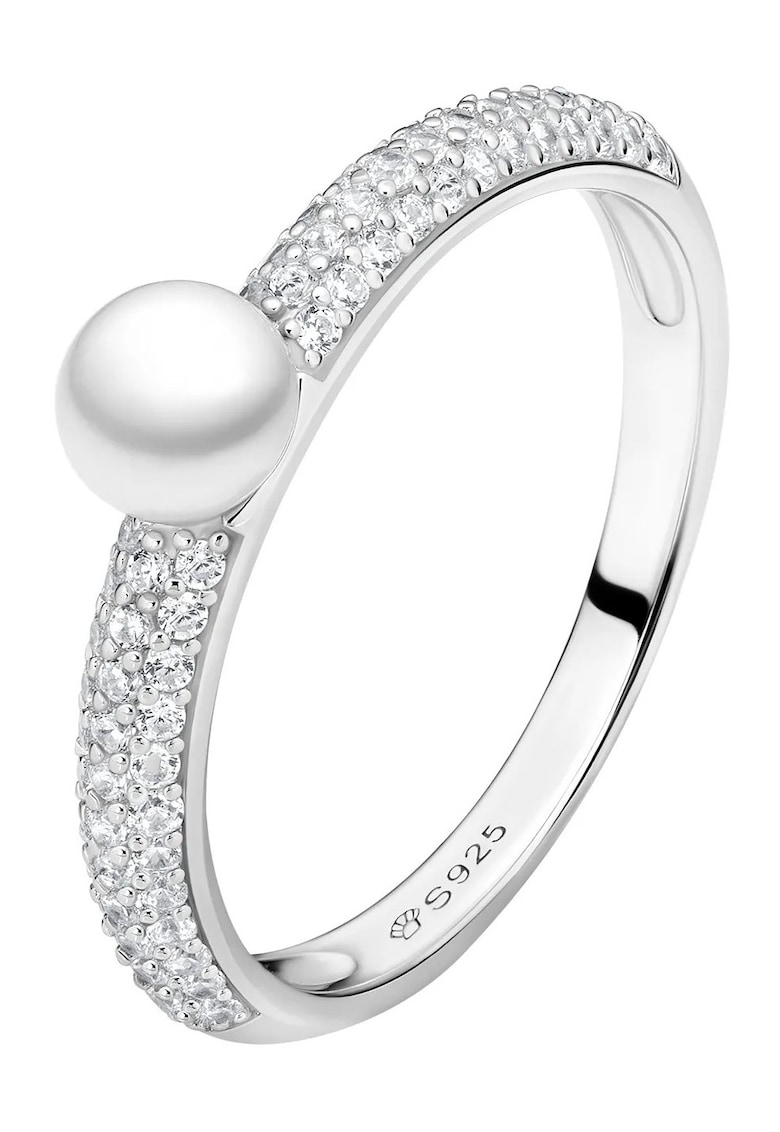 Inel argint cu perla naturala si zirconia pave - Crown
