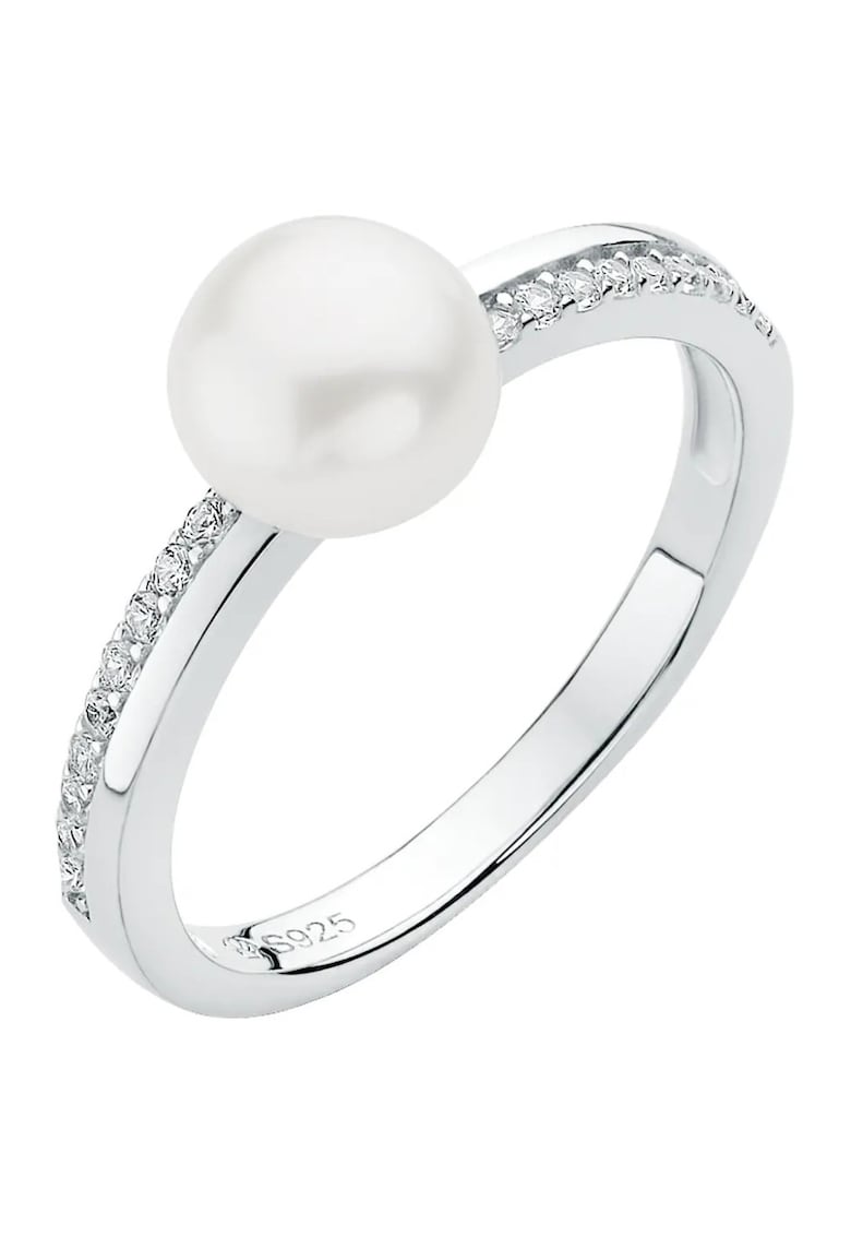 Inel argint cu perla naturala si zirconia pavé - Prestige