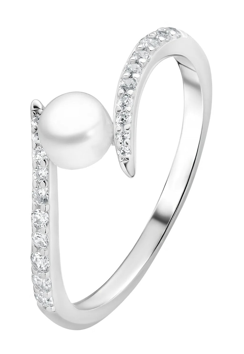 Inel argint cu perla naturala si zirconia pavé - Lioré
