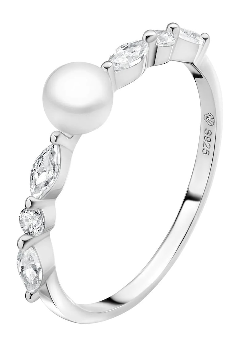 Inel argint cu perla naturala si zirconia marquise - Céleste