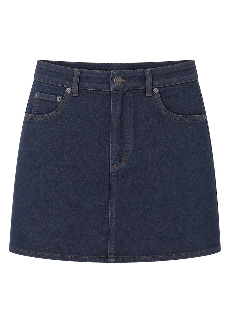 Fusta mini - denim - talie inalta - albastru marin